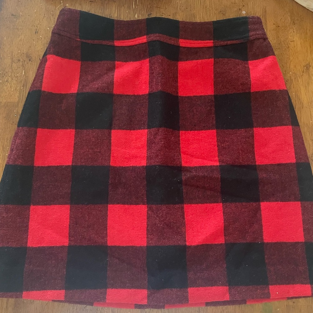 J. Crew Red and Black Checkered Mini Skirt
